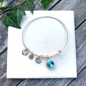 Alex and Ani – March Birthstone Bangle (Aquamarine) – Shiny Silver Finish